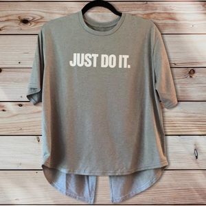 Nike Women's "JUST DO IT" Short Sleeve T-Shirt Gray & White Size Small